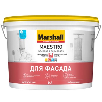 Краска в/д MAESTRO фасадная акриловая BC 9л