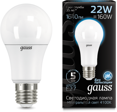 Лампа Gauss LED A70 22W E27 4100K