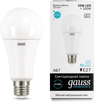 Лампа Gauss LED Elementary A67 25W E27 4100K