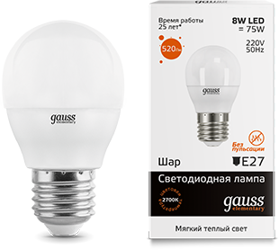 Лампа Gauss LED Elementary Globe 8W E27 2700К