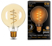 Лампа Gauss LED Filament G95 Flexible E27 6W Golden 2400K