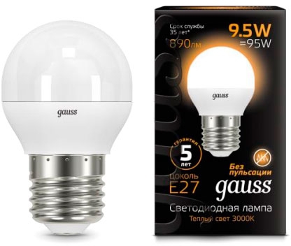 Лампа Gauss LED Globe 9.5W E27 3000K