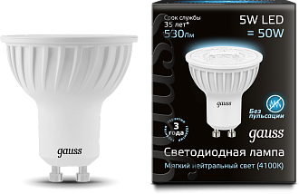 Лампа Gauss LED MR16 5W GU10 4100K LENS