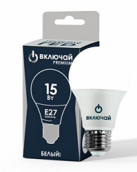 Лампа LED PREMIUM A60-15W-E27-W 4000K ЛОН Включай
