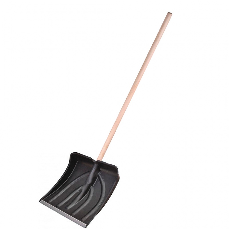 Лопата для уборки снега пластмассовая с черенком 385x380мм 69-0-429