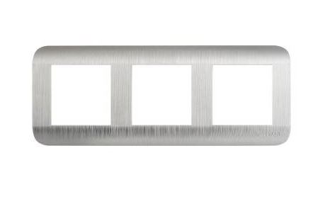 Рамка LUXAR Deco на 3 поста серебро рифленая горизонт.