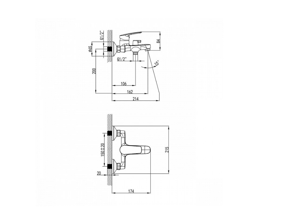 Смеситель для ванны Milardo Horizont HORSB02M02