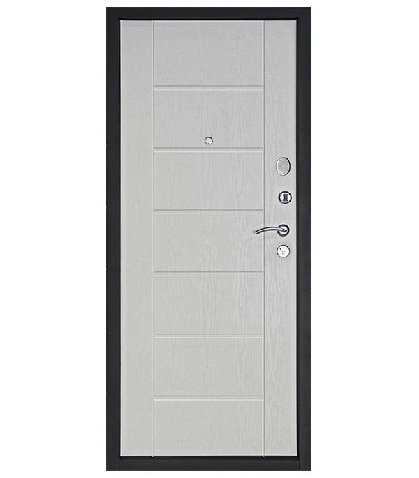 Дверь металлическая ДК Теплолюкс зеркало беленый дуб 960x2050 левая