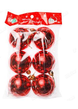 Шар Т173-3 6шт 6см (глянцевые) красный