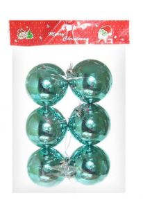 Шар Т173-7 6шт 6см (глянцевые)бледно-голубой