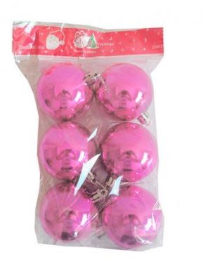 Шар Т173-9 6шт 6см (глянцевые) розовый