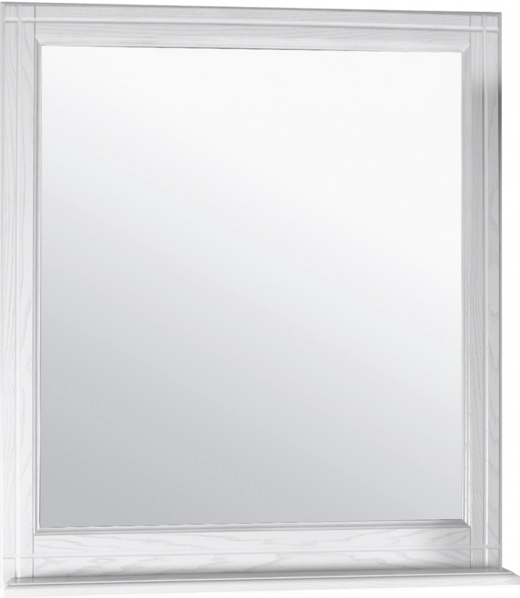 Зеркало Берта 85 с полкой белая патина серебро